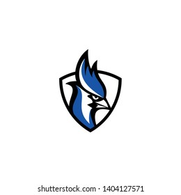 blue jay bird color head mascot logo icon designs vector illustration