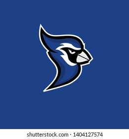 blue jay bird color head mascot logo icon designs vector illustration