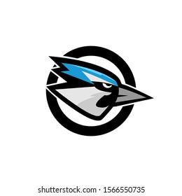 blue jay bird color head mascot logo icon designs vector illustration
