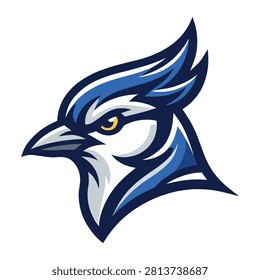 Blue Jay Bird Head Mascot Logo Premium Vector Illustration