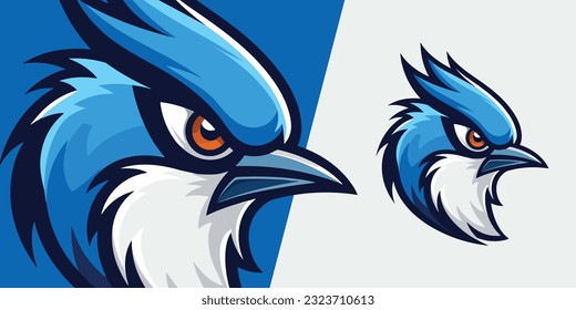 Blue Jay Bird Logo Mascot: Dynamic Vector Graphic for Elite Sport and E-Sport Teams