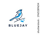 blue jay bird logo vector icon illustration