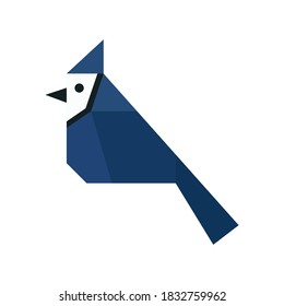 Blue jay bird origami geometric logo icon