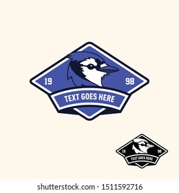 Blue jay bird retro patch for sport team or apparel