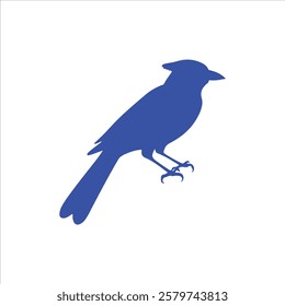 Blue jay bird silhouette icon vector illustration design on white background.