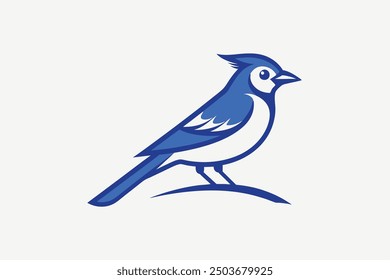 Blue Jay Bird Vector Illustration on White Background.