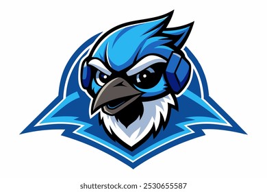 Blue Jay cabeça mascote logotipo design vetor