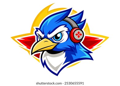 Blue Jay cabeça mascote logotipo design vetor