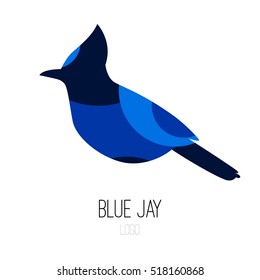 Blue Jay Vector Icon. Logo. Flat Design.
