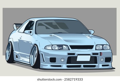 Blue JDM Car 1 vector Illlustration by kelikl