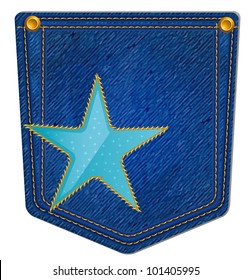 Jean Pocket azul - Jean Pocket decorado con estrellas y dorados