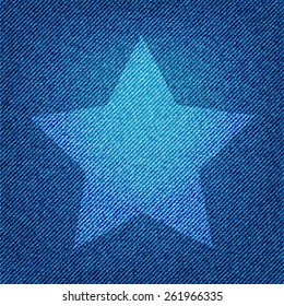 Blue jeans background with star