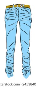 blue jeans with belt vector illustration