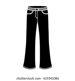 Blue jeans with a belt.Hippy single icon in black style vector symbol stock illustration web.