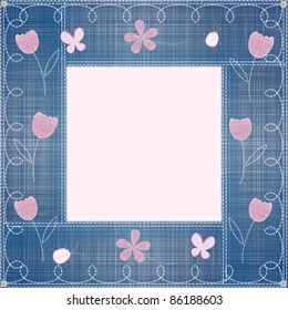 blue jeans border embroidery and patchwork decorated