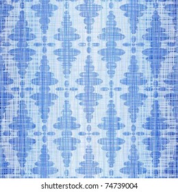 Blue jeans fabric with abstract drawing