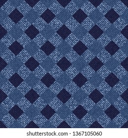 Blue Jeans Gingham Seamless Pattern. Traditional Buffalo Check Plaid Pattern. Indigo Denim Vector Tablecloth Tartan Plaid Background.