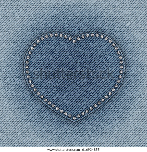 Blue Jeans Heart Diamonds On Jeans 