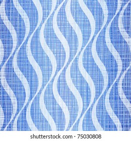 Blue jeans linen cotton fabric with a wavy pattern
