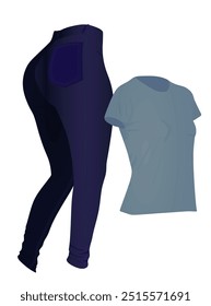 Calça jeans azul e camiseta. ilustração vetorial