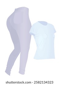 Blue jeans pants and t shirt. vector illustration