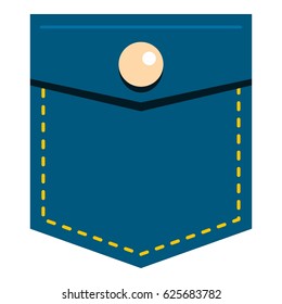 Blue jeans pocket with button icon flat isolated on white background vector illustration