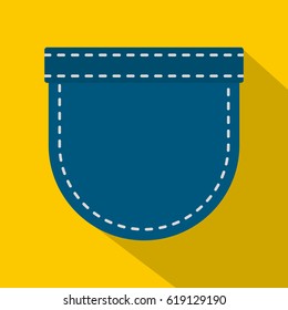 Blue jeans pocket icon. Flat illustration of blue jeans pocket vector icon for web
