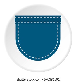 Blue jeans pocket icon in flat circle isolated vector illustration for web