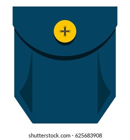 Blue jeans pocket with yellow button icon flat isolated on white background vector illustration