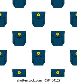 Blue jeans pocket with yellow button pattern seamless flat style for web vector illustration