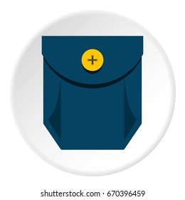 Blue jeans pocket with yellow button icon in flat circle isolated vector illustration for web