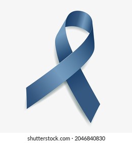 Blue jeans ribbon awareness Congenital and Genetic Diseases. Isolated on white background. Vector illustration.