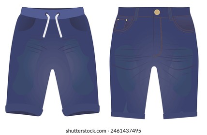 Blue jeans shorts. vector illustration