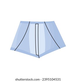 Blue jeans woman shorts in doodle style. Scandinavian y2k isolated illustration of trousers.