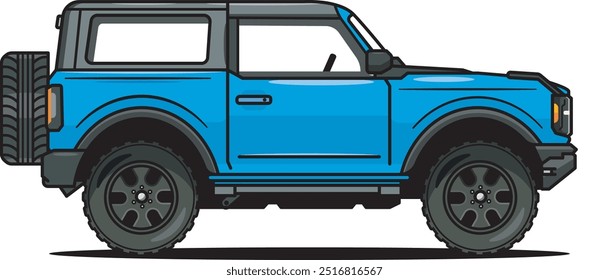 Blue Jeep Car na ilustração vetorial