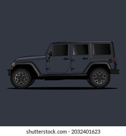 Blue Jeep car vector illustration 