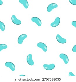 Blue jelly bean seamless pattern. Cute and sweet candy. Can be used for wallpaper, kid decoration, and party