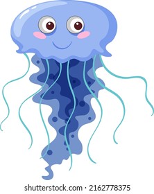 A blue jellyfish in cartoon style illustration
