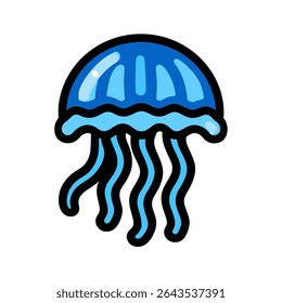 Blue jellyfish floats gracefully in serene ocean depths