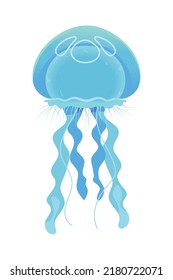blue jellyfish icon flat isolated