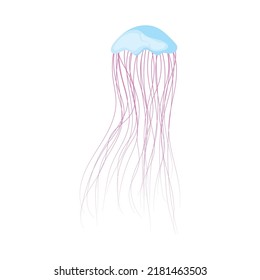 blue jellyfish icon on white background