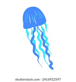 Blue Jellyfish Icon Vector Illustration