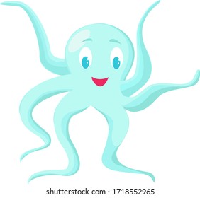 Blue jellyfish, illustration, vector on white background