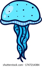 Blue jellyfish , illustration, vector on white background