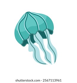 Blue jellyfish illustration. Wildlife animal. Cute jellyfish. Animal creatures. Beautiful Jellyfish. Underwater animal.