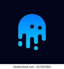 blue jellyfish logo craetive design monogram