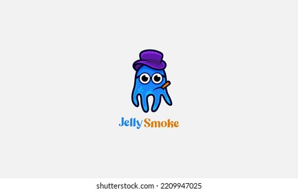 Blue Jellyfish Logo Design Template