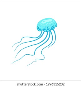 blue jellyfish on white background 