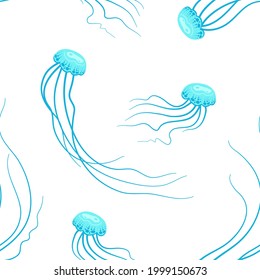 medusa azul en fondo blanco 