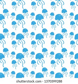 blue jellyfish pattern on white background vector illustration for design and decoration